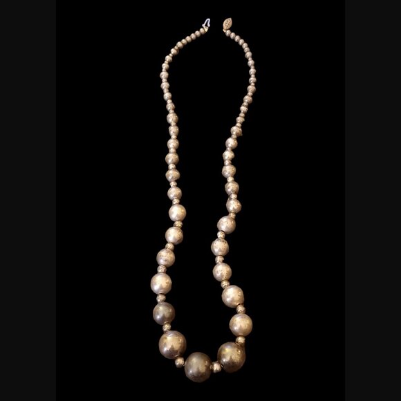 Vintage 925 Sterling Silver South West Style Graduating Ball Necklace 28.75"